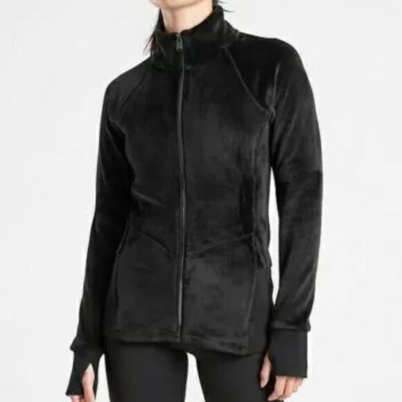 Athleta Cloud Fleece Jacket In Black Size S - Picture 1 of 7